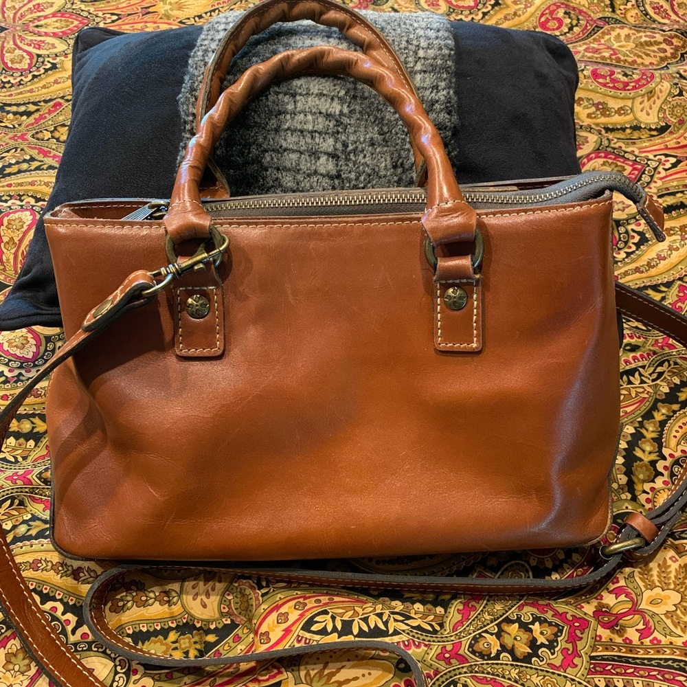 Patricia Nash Brown Satchel Bag with Crossbody Strap